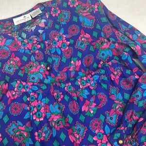 Liz Clairborne Vintage Sport Outfit Purple Pink Floral Womens 4 Retro 90s Work